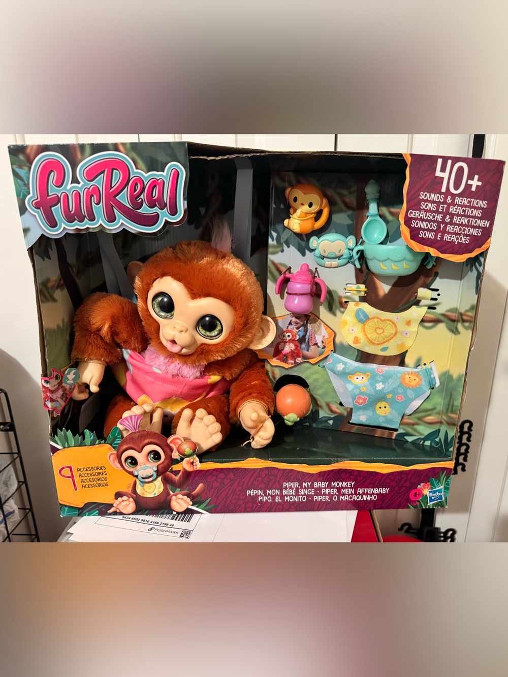 Hasbro FurReal Baby Monkey Piper/Plush in Brown and Pink Outfit